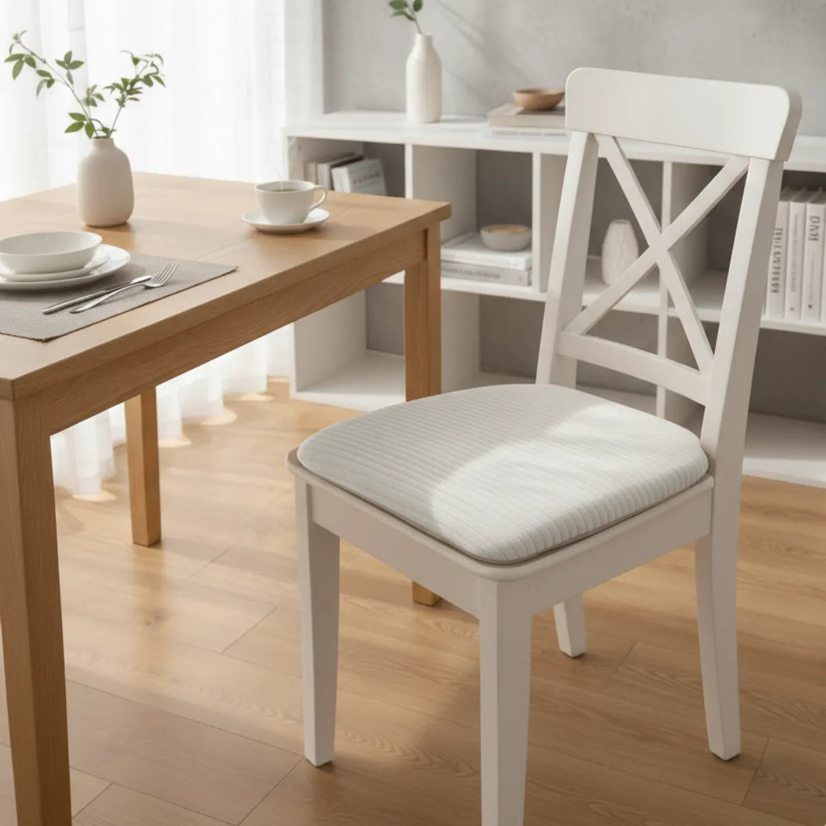 Coussin de chaise chenille côtelée avec attaches et housse déhoussable