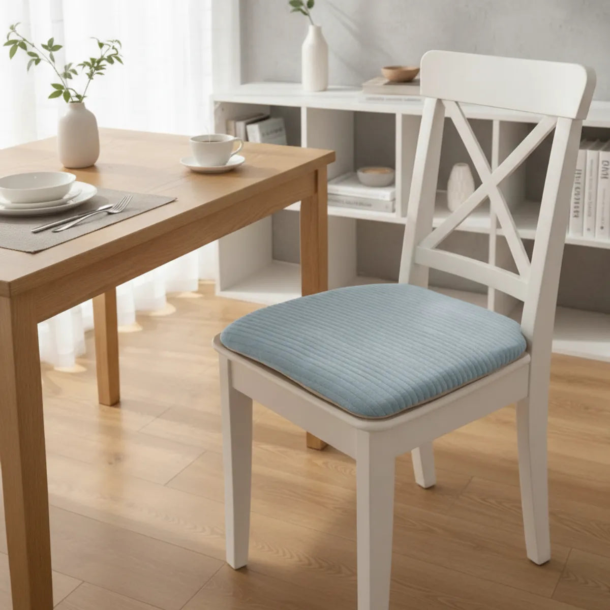 Coussin de chaise chenille côtelée avec attaches et housse déhoussable